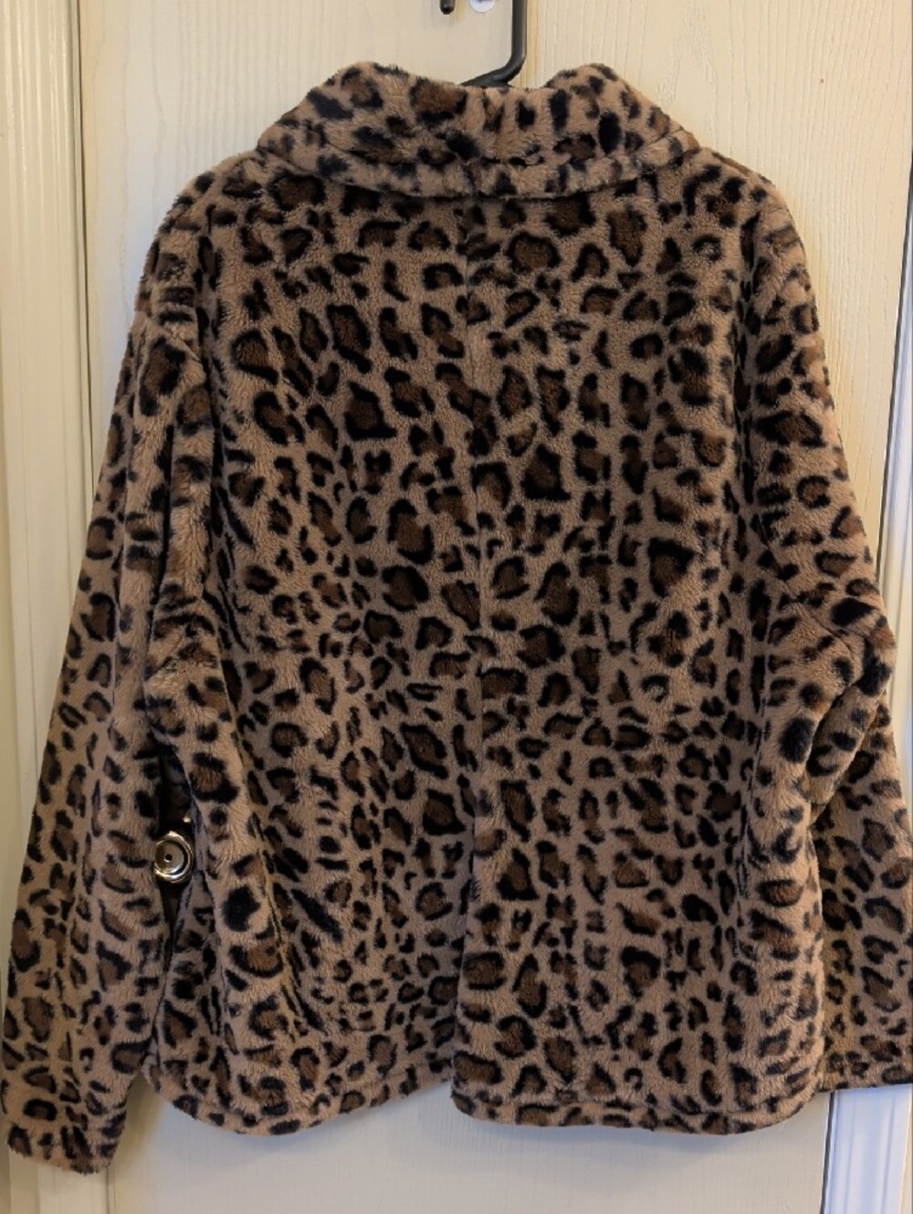 SHEIN Curve Faux Fur Leopard Print Jacket Brown Beige Black Open Front 4XL - Picture 3 of 6